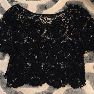 EXPRESS Lace Floral Crotchet Crop top Medium Black